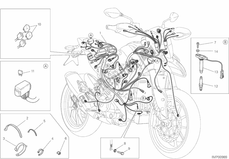 Todas as partes de Chicote De Fiação do Ducati Hypermotard 939 Thailand 2017